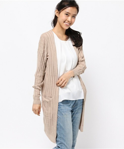 archives（アルシーヴ）の「ワイドリブロングカーデ（カーディガン/ボレロ・レディース・オフホワイト/グレー/ベージュ/ネイビー・MEDIUM）」の4枚目の写真