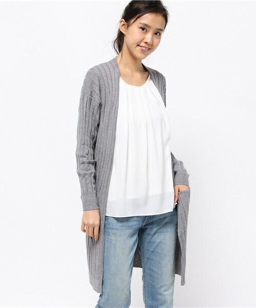 archives（アルシーヴ）の「ワイドリブロングカーデ（カーディガン/ボレロ・レディース・オフホワイト/グレー/ベージュ/ネイビー・MEDIUM）」の3枚目の写真