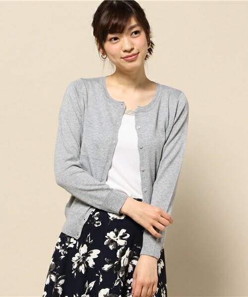 INTERPLANET（インタープラネット）の「綿混ベーシックカーディガン（カーディガン/ボレロ・レディース・オフホワイト/グレー/ブルー/ピンク/ネイビー・FREE）」の3枚目の写真