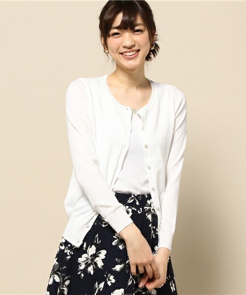 INTERPLANET（インタープラネット）の「綿混ベーシックカーディガン（カーディガン/ボレロ・レディース・オフホワイト/グレー/ブルー/ピンク/ネイビー・FREE）」の2枚目の写真