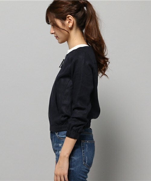 actuel（アクチュエル）の「麻レーヨンブルゾン（ブルゾン・レディース・ベージュ/カーキ/ネイビー・FREE）」の5枚目の写真