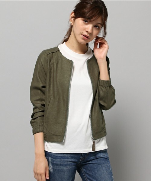 actuel（アクチュエル）の「麻レーヨンブルゾン（ブルゾン・レディース・ベージュ/カーキ/ネイビー・FREE）」の3枚目の写真