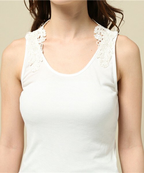 INTERPLANET WINGS（インタープラネットウィング）の「後ろパーツレースタンクトップ（タンクトップ・レディース・オフホワイト/ブラック/ネイビー/イエロー・FREE）」の8枚目の写真