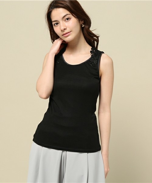 INTERPLANET WINGS（インタープラネットウィング）の「後ろパーツレースタンクトップ（タンクトップ・レディース・オフホワイト/ブラック/ネイビー/イエロー・FREE）」の3枚目の写真