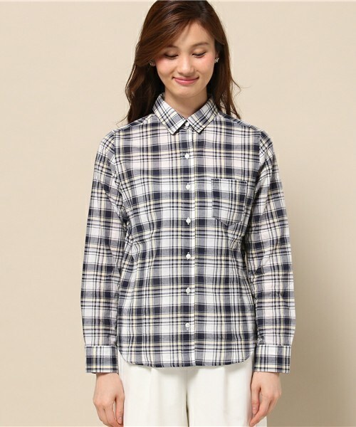 INTERPLANET WINGS（インタープラネットウィング）の「エアリーコットンチェックシャツ（シャツ/ブラウス・レディース・ブラック/ヘザーチャコール/イエロー/ボルドー・FREE）」の4枚目の写真