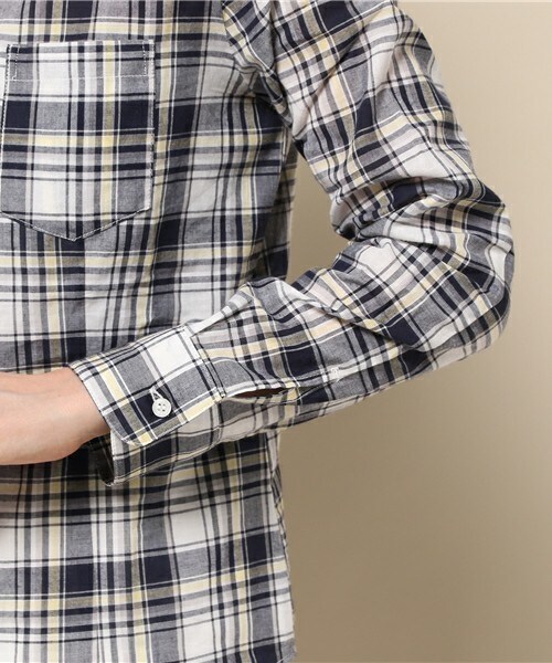 INTERPLANET WINGS（インタープラネットウィング）の「エアリーコットンチェックシャツ（シャツ/ブラウス・レディース・ブラック/ヘザーチャコール/イエロー/ボルドー・FREE）」の8枚目の写真