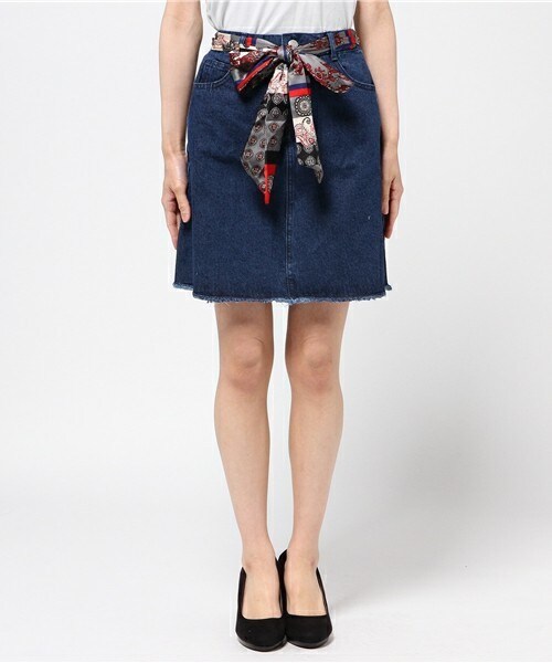 archives（アルシーヴ）の「フリンジデニム台形スカート（デニムスカート・レディース・ネイビー/ロイヤルブルー・MEDIUM）」の2枚目の写真