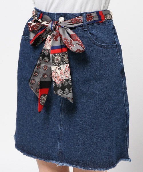 archives（アルシーヴ）の「フリンジデニム台形スカート（デニムスカート・レディース・ネイビー/ロイヤルブルー・MEDIUM）」の5枚目の写真