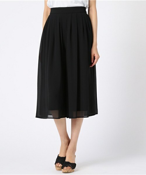 actuel（アクチュエル）の「8分丈ジョーゼットスカンツ（その他パンツ・レディース・ブラック/グレー/ベージュ/ピンク・FREE）」の2枚目の写真