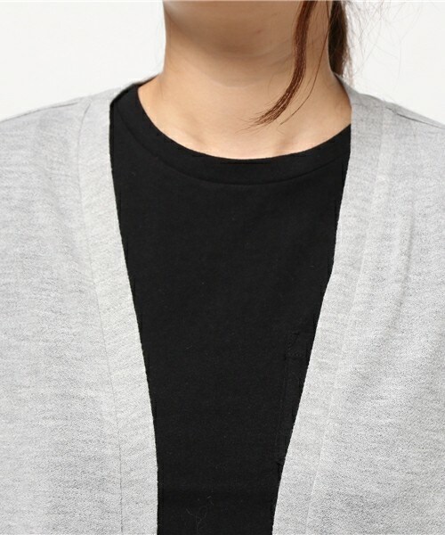 INTERPLANET WINGS（インタープラネットウィング）の「梨地ロングトッパー（カーディガン/ボレロ・レディース・オフホワイト/ブラック/グレー・FREE）」の7枚目の写真