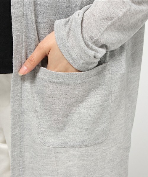 INTERPLANET WINGS（インタープラネットウィング）の「梨地ロングトッパー（カーディガン/ボレロ・レディース・オフホワイト/ブラック/グレー・FREE）」の9枚目の写真