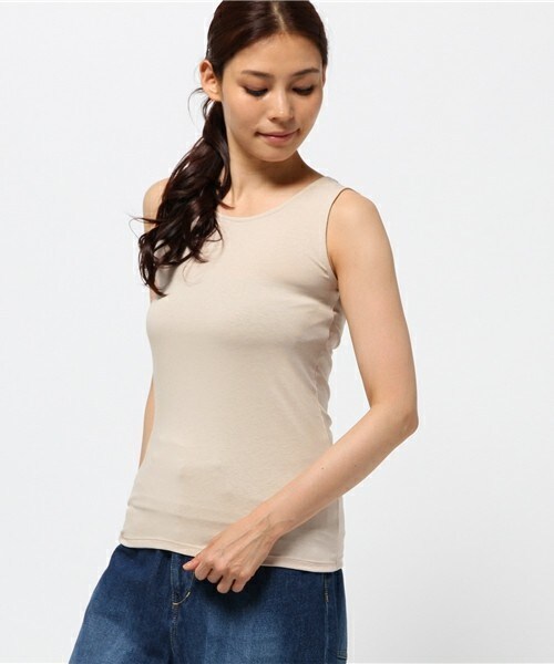 INTERPLANET（インタープラネット）の「【接触冷感】クールタンクトップ（タンクトップ・レディース・オフホワイト/ブラック/ベージュ/カーキ/キャメル・FREE）」の4枚目の写真