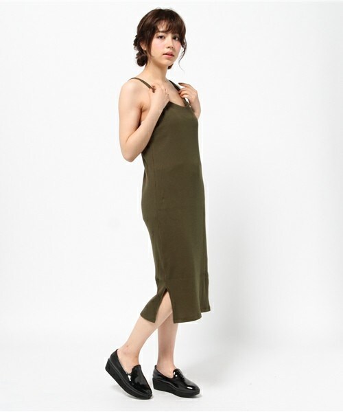 archives（アルシーヴ）の「テレコキャミワンピース（ワンピース・レディース・アイボリー/ブラック/グレー/グリーン/カーキ・MEDIUM）」の4枚目の写真