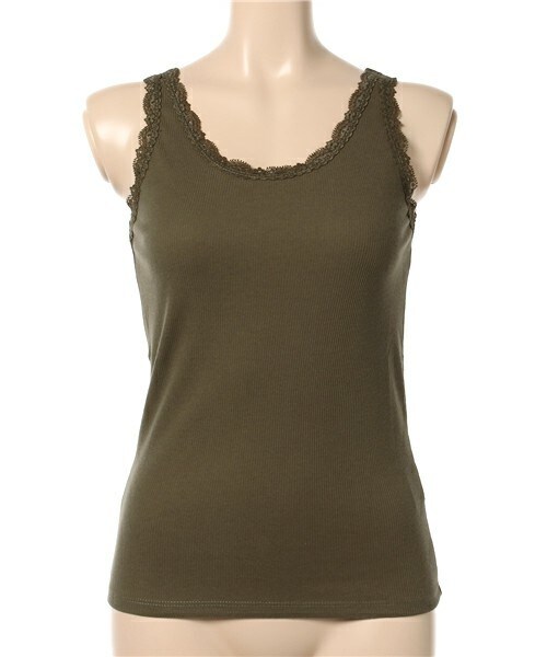 archives（アルシーヴ）の「テレコレースタンク（タンクトップ・レディース・オフホワイト/ブラック/グレー/カーキ・MEDIUM）」の4枚目の写真