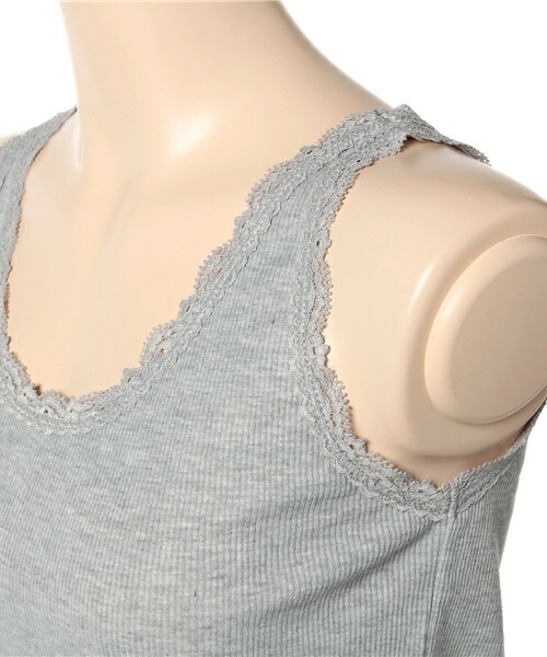 archives（アルシーヴ）の「テレコレースタンク（タンクトップ・レディース・オフホワイト/ブラック/グレー/カーキ・MEDIUM）」の7枚目の写真