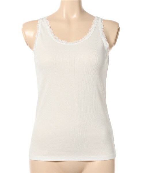 archives（アルシーヴ）の「テレコレースタンク（タンクトップ・レディース・オフホワイト/ブラック/グレー/カーキ・MEDIUM）」の2枚目の写真