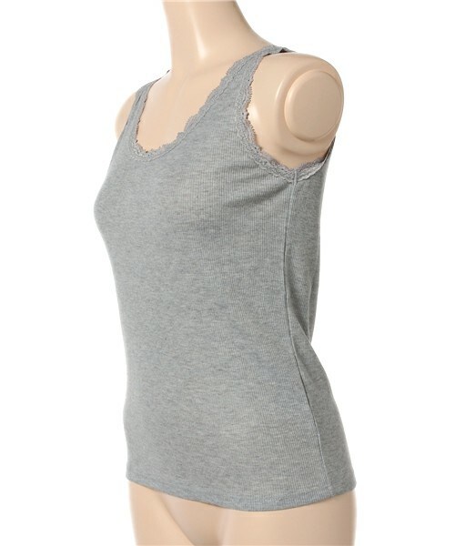 archives（アルシーヴ）の「テレコレースタンク（タンクトップ・レディース・オフホワイト/ブラック/グレー/カーキ・MEDIUM）」の5枚目の写真