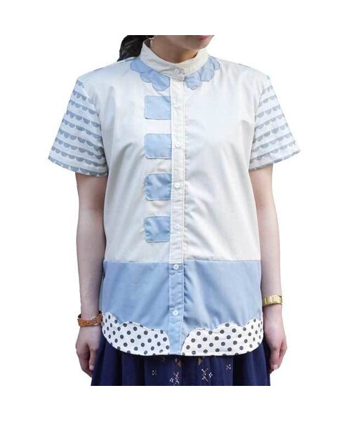 NIRAME.CO（ニラメッコ）の「モクモクしゃつ　グレー　ノーカラー（シャツ/ブラウス・レディース・その他）」の3枚目の写真