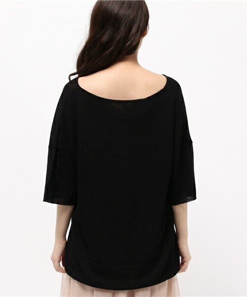 Cheek（チーク）の「麻タッチVネックニットプルオーバー（ニット/セーター・レディース・オフホワイト/ブラック/ベージュ・MEDIUM）」の6枚目の写真