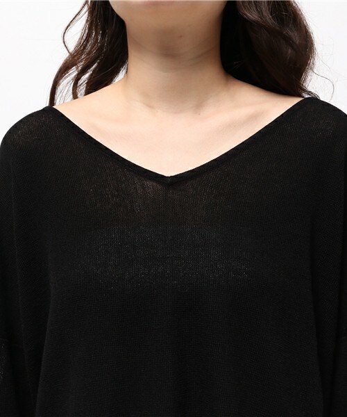 Cheek（チーク）の「麻タッチVネックニットプルオーバー（ニット/セーター・レディース・オフホワイト/ブラック/ベージュ・MEDIUM）」の7枚目の写真