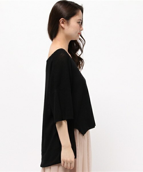 Cheek（チーク）の「麻タッチVネックニットプルオーバー（ニット/セーター・レディース・オフホワイト/ブラック/ベージュ・MEDIUM）」の5枚目の写真