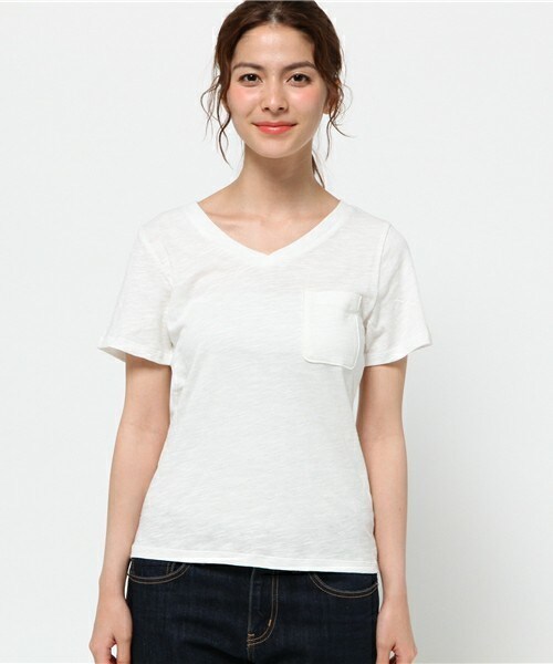 archives（アルシーヴ）の「ポケ付Vプルオーバー（Tシャツ/カットソー・レディース・オフホワイト/ブラック/グレー/ベージュ/カーキ/レッド・MEDIUM）」の7枚目の写真