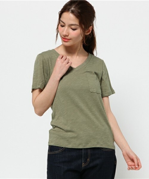 archives（アルシーヴ）の「ポケ付Vプルオーバー（Tシャツ/カットソー・レディース・オフホワイト/ブラック/グレー/ベージュ/カーキ/レッド・MEDIUM）」の5枚目の写真