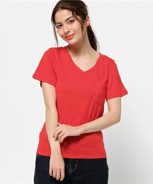 archives（アルシーヴ）の「ポケ付Vプルオーバー（Tシャツ/カットソー・レディース・オフホワイト/ブラック/グレー/ベージュ/カーキ/レッド・MEDIUM）」の6枚目の写真