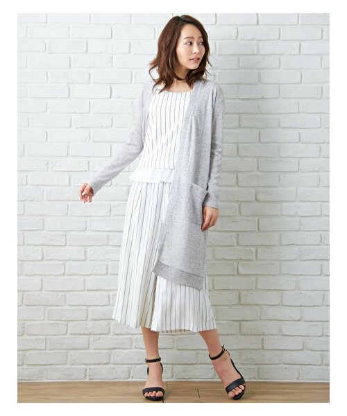 INGNI（イング）の「JZノースリTOPS＋ガウチョパンツ／SET（トップス・レディース・ｵﾌﾎﾜｲﾄ/ｵﾌﾎﾜｲﾄ/ｽﾄﾗｲﾌﾟ/ﾋﾟﾝｸﾍﾞｰｼﾞｭ/ｺﾝ/ｽﾄﾗｲﾌﾟ/ｷｬﾒﾙ/ﾗｲﾄﾌﾞﾗｳﾝ/ﾚｰｽ/ｸﾛ・M）」の10枚目の写真