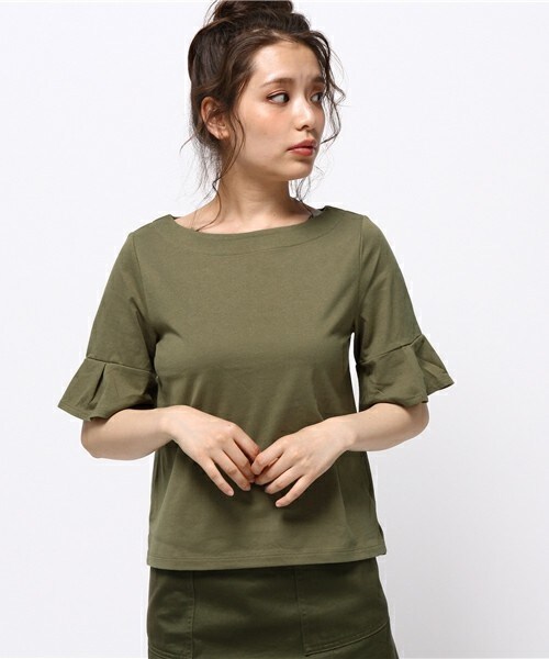 archives（アルシーヴ）の「度詰め天竺Tシャツ（Tシャツ/カットソー・レディース・オフホワイト/ブラック/カーキ/ネイビー/オレンジ・MEDIUM）」の3枚目の写真