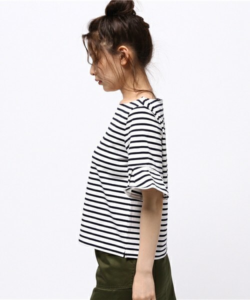 archives（アルシーヴ）の「度詰め天竺Tシャツ（Tシャツ/カットソー・レディース・オフホワイト/ブラック/カーキ/ネイビー/オレンジ・MEDIUM）」の7枚目の写真