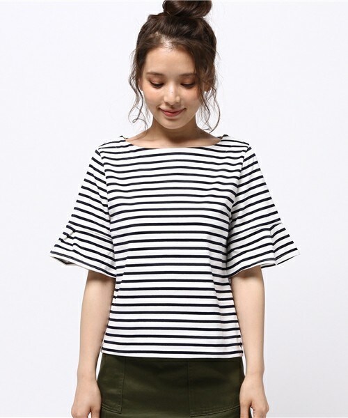 archives（アルシーヴ）の「度詰め天竺Tシャツ（Tシャツ/カットソー・レディース・オフホワイト/ブラック/カーキ/ネイビー/オレンジ・MEDIUM）」の6枚目の写真