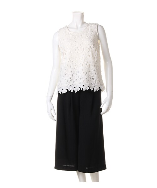 INGNI（イング）の「JZノースリTOPS＋ガウチョパンツ／SET（トップス・レディース・ｵﾌﾎﾜｲﾄ/ｵﾌﾎﾜｲﾄ/ｽﾄﾗｲﾌﾟ/ﾋﾟﾝｸﾍﾞｰｼﾞｭ/ｺﾝ/ｽﾄﾗｲﾌﾟ/ｷｬﾒﾙ/ﾗｲﾄﾌﾞﾗｳﾝ/ﾚｰｽ/ｸﾛ・M）」の19枚目の写真