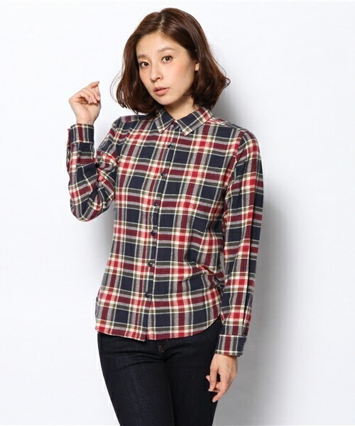 archives（アルシーヴ）の「チェックシャツ（シャツ/ブラウス・レディース・ネイビー/ピンク・MEDIUM）」の2枚目の写真