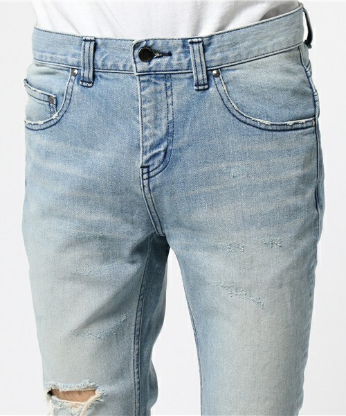 DIET BUTCHER(ダイエットブッチャー)の「DIET BUTCHER SLIM SKIN ダメージル-ズフィットデニム(デニムパンツ・メンズ・ダークブルー・1/2)」の10枚目の写真