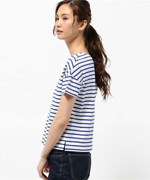 FREDY&GLOSTER(フレディアンドグロスター)の「21/2 度詰天竺半袖プルオーバーカットソー(Tシャツ/カットソー・レディース・ホワイト系その他/ネイビー/ブルー系その他・36/38)」の5枚目の写真