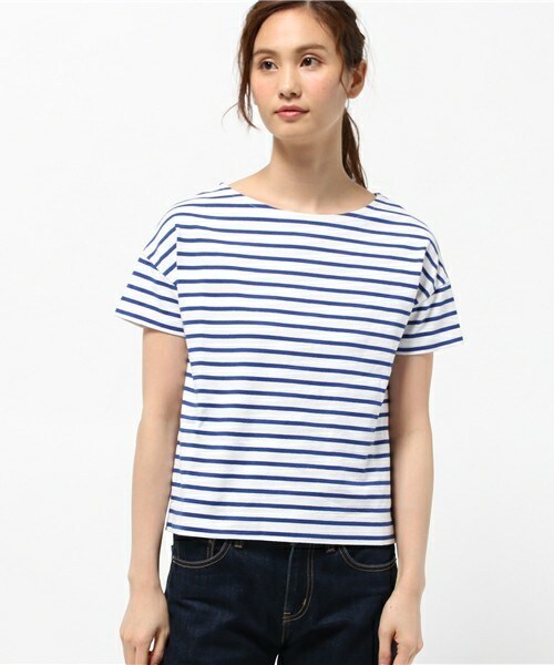 FREDY&GLOSTER(フレディアンドグロスター)の「21/2 度詰天竺半袖プルオーバーカットソー(Tシャツ/カットソー・レディース・ホワイト系その他/ネイビー/ブルー系その他・36/38)」の4枚目の写真