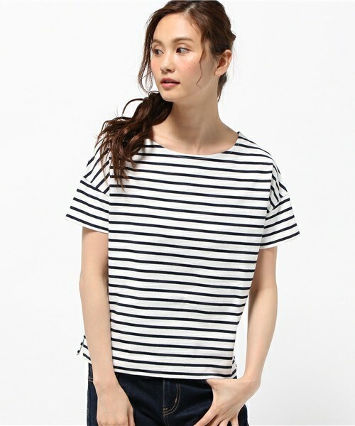 FREDY&GLOSTER(フレディアンドグロスター)の「21/2 度詰天竺半袖プルオーバーカットソー(Tシャツ/カットソー・レディース・ホワイト系その他/ネイビー/ブルー系その他・36/38)」の11枚目の写真