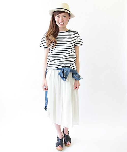 FREDY&GLOSTER(フレディアンドグロスター)の「21/2 度詰天竺半袖プルオーバーカットソー(Tシャツ/カットソー・レディース・ホワイト系その他/ネイビー/ブルー系その他・36/38)」の15枚目の写真