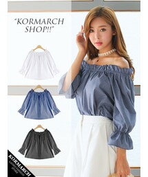 KORMARCH | フリルオフショルダーブラウス・全3色(シャツ/ブラウス)