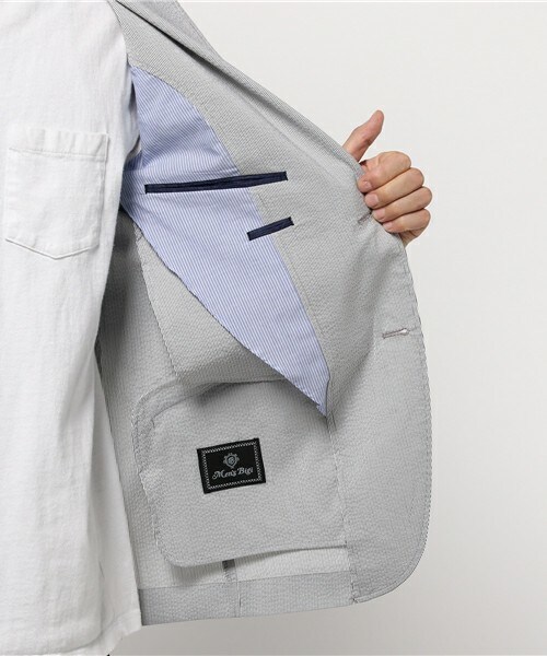 MEN'S BIGI（メンズビギ）の「サマージャケット/シアサッカー（テーラードジャケット・メンズ・ライトグレー/ネイビー・SS/S/M/L）」の10枚目の写真