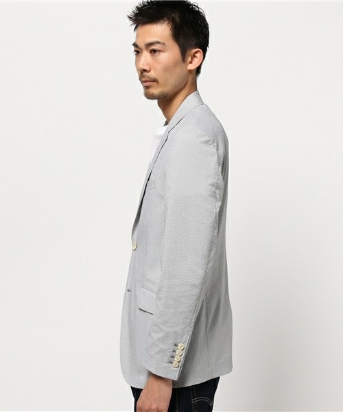 MEN'S BIGI（メンズビギ）の「サマージャケット/シアサッカー（テーラードジャケット・メンズ・ライトグレー/ネイビー・SS/S/M/L）」の3枚目の写真