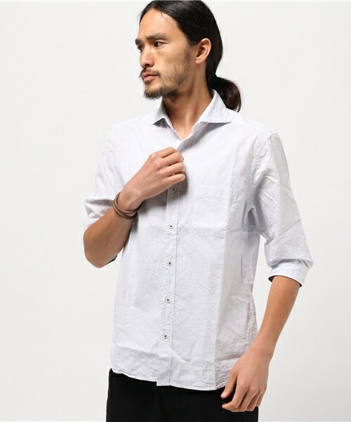 MEN'S BIGI（メンズビギ）の「ミニペイズリー柄シャツ/7分袖（シャツ/ブラウス・メンズ・ライトグレー/サックスブルー/ダークブルー・SMALL/MEDIUM/LARGE）」の2枚目の写真