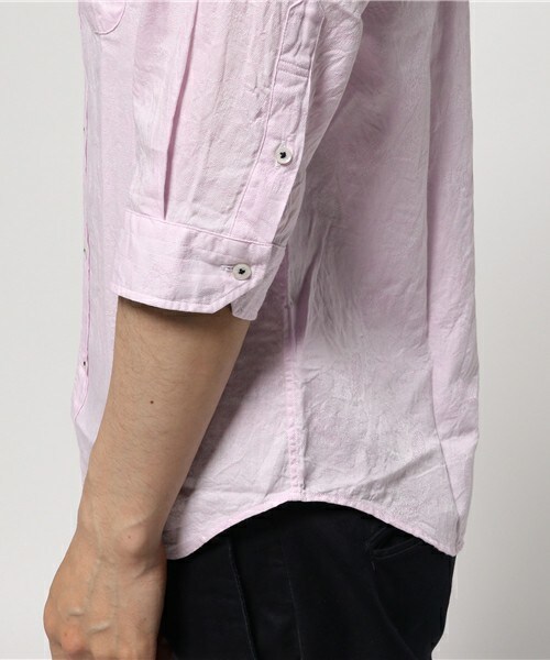 MEN'S BIGI(メンズビギ)の「7分袖シャツ(ペイズリー柄)/JAPAN MADE(日本製)(シャツ/ブラウス・メンズ・ホワイト/ブルー/ピンク・S/M/L)」の8枚目の写真