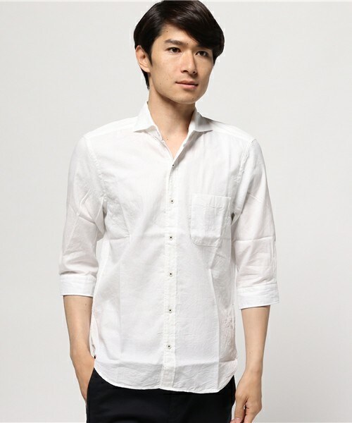 MEN'S BIGI(メンズビギ)の「7分袖シャツ(ペイズリー柄)/JAPAN MADE(日本製)(シャツ/ブラウス・メンズ・ホワイト/ブルー/ピンク・S/M/L)」の2枚目の写真