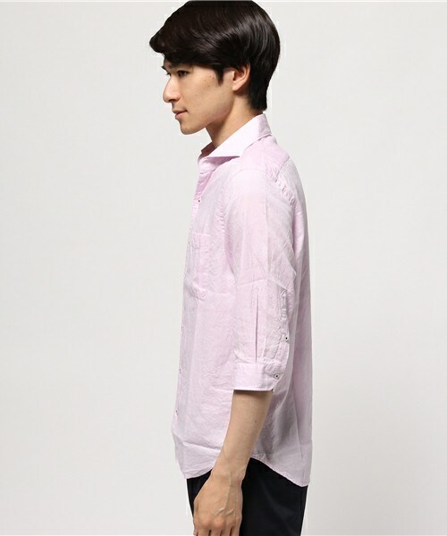 MEN'S BIGI(メンズビギ)の「7分袖シャツ(ペイズリー柄)/JAPAN MADE(日本製)(シャツ/ブラウス・メンズ・ホワイト/ブルー/ピンク・S/M/L)」の4枚目の写真