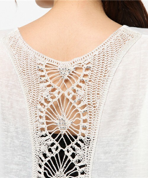 INTERPLANET WINGS（インタープラネットウィング）の「かぎ針コクーンカットソー（Tシャツ/カットソー・レディース・オフホワイト/ブラック/カーキ/オレンジ・FREE）」の9枚目の写真