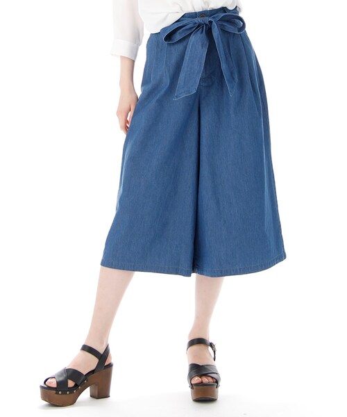 Honeys（ハニーズ）の「デニムガウチョパンツ（パンツ・スキニー・レディース・オフ/ライトブルー/ブルー・Ｓ/Ｍ/Ｌ）」の3枚目の写真