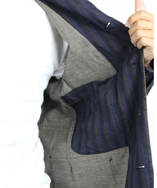 45R（フォーティファイブアール）の「インディゴ二重織シャツジャケット（ジャケット/アウター・メンズ・チェック/ストライプ/インディゴ・2-S/4-L/3-M/5-XL）」の11枚目の写真