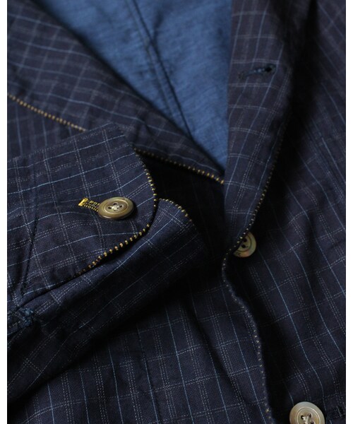 45R（フォーティファイブアール）の「インディゴ二重織シャツジャケット（ジャケット/アウター・メンズ・チェック/ストライプ/インディゴ・2-S/4-L/3-M/5-XL）」の12枚目の写真